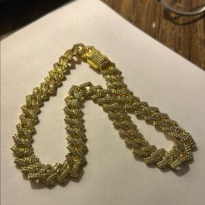 Gold Textured Chunky Jewelry Necklace